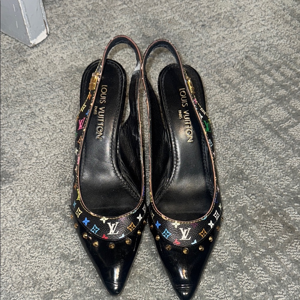 Vintage Louis Vuitton Black Slingback Pumps